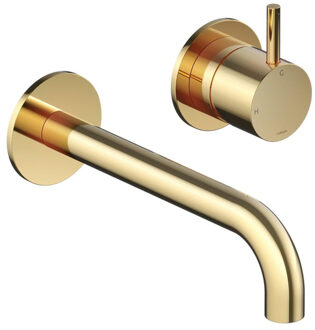 Hotbath Cobber inbouw wastafelmengkraan met 25 cm uitloop gepolijst messing PVD CB005EXT25NBP / HBCB005 Messing gepolijst (goud)