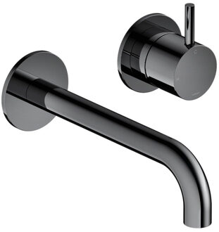 Hotbath Cobber inbouw wastafelmengkraan met 25 cm uitloop zwart chroom CB005EXT25BK / HBCB005 Chroom hoogglans