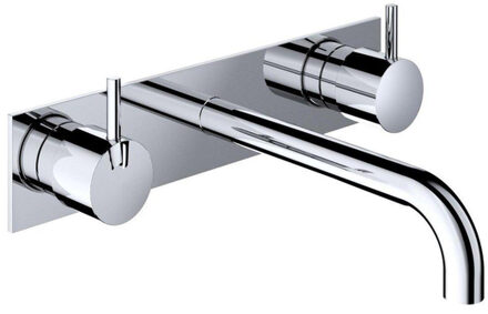 Hotbath Cobber inbouw wastafelmengkraan met achterplaat met 25 cm uitloop chroom CB006TEXT25CR / HBCB005T