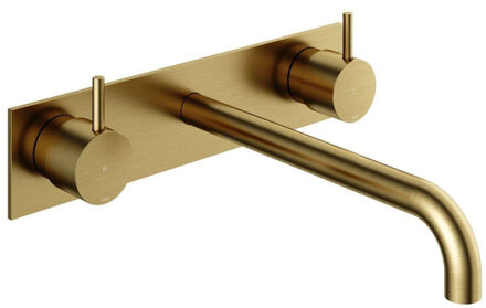 Hotbath Cobber inbouw wastafelmengkraan met achterplaat met 25 cm uitloop geborsteld messing (goud) PVD CB006TEXT25BBP / HBCB005T Messing geborsteld (goud)