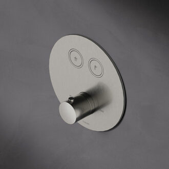 Hotbath Cobber Inbouwthermostaat met 2 pushbuttons rond verouderd messing HBPB009 / PB009EXTAB Messing verouderd verweerd (goud)