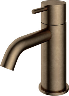 Hotbath Cobber lage wastafelmengkraan met gebogen uitloop zonder waste verouderd messing CB003CAB Messing verouderd verweerd (goud)
