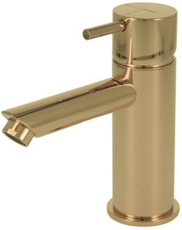 Hotbath Cobber lage wastafelmengkraan met rechte uitloop zonder waste natural messing CB003SNB Gepolijst Messing