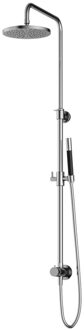 Hotbath Cobber M438 regendoucheset met omstel en 150cm doucheslang met 20cm ronde hoofddouche staafhanddouche chroom M438CR