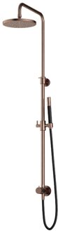 Hotbath Cobber M438 stortdouche met staafhanddouche en 30cm hoofddouche koper geborsteld PVD