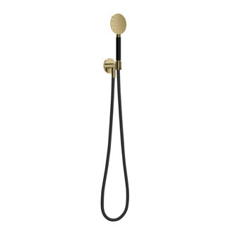 Hotbath Cobber M442 ronde handdouche met wandsteun en uitlaat en doucheslang 150cm messing gepolijst PVD M442NBP