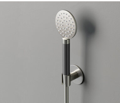 Hotbath Cobber M444 ronde handdouche met wandsteun en doucheslang 150cm zwart chroom hoogglans M444BK