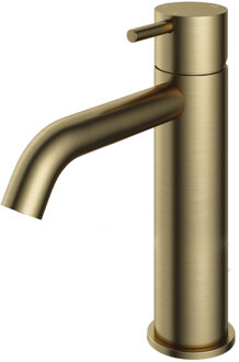 Hotbath Cobber middelhoge wastafelkraan met gebogen uitloop zonder waste geborsteld messing CB003MCBB Messing geborsteld (goud)