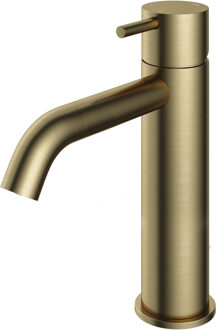 Hotbath Cobber middelhoge wastafelkraan met gebogen uitloop zonder waste geborsteld messing CB003MCBB Messing geborsteld (goud)