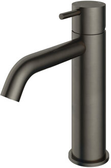 Hotbath Cobber middelhoge wastafelkraan met gebogen uitloop zonder waste verouderd ijzer CB003MCAI Verouderd IJzer mat/glans