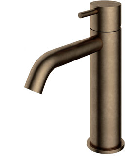 Hotbath Cobber middelhoge wastafelkraan met gebogen uitloop zonder waste verouderd messing CB003MCAB Messing verouderd verweerd (goud)