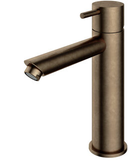 Hotbath Cobber middelhoge wastafelmengkraan met rechte uitloop zonder waste verouderd messing CB003MSAB Messing verouderd verweerd (goud)