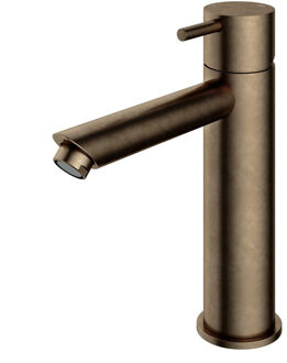 Hotbath Cobber middelhoge wastafelmengkraan met rechte uitloop zonder waste verouderd messing CB003MSAB Messing verouderd verweerd (goud)