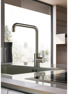 Hotbath Cobber Opbouw keukenmengkraan met draaibare L-uitloop geborsteld messing PVD CB041BBP Messing geborsteld (goud)