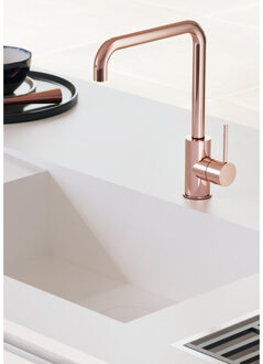 Hotbath Cobber Opbouw keukenmengkraan met draaibare L-uitloop Living Colours geborsteld messing CB041BB Messing geborsteld (goud)