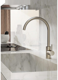 Hotbath Cobber Opbouw keukenmengkraan met draaibare U-uitloop geborsteld messing CB040BB Messing geborsteld (goud)