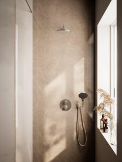 Hotbath COBBER Regendoucheset - inbouwkraan - thermostatisch - 20cm hoofddouche - handdouche - geborsteld nikkel SWIBS12AGN Nikkel geborsteld