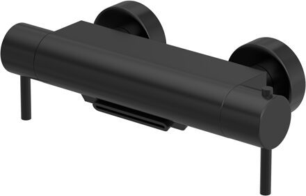 Hotbath Cobber thermostatische badkraan met waterval uitloop geborsteld zwart PVD