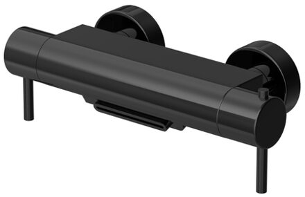 Hotbath Cobber thermostatische badkraan met waterval uitloop gepolijst zwart PVD