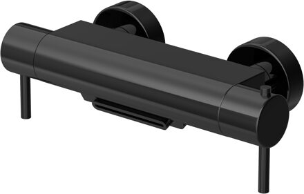 Hotbath Cobber thermostatische badkraan met waterval uitloop gepolijst zwart PVD