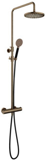 Hotbath Cobber thermostatische regendoucheset met 20cm ronde hoofddouche ronde handdouche messing verouderd SDS9AB1 Messing verouderd (goud)