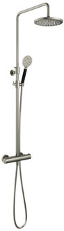 Hotbath Cobber thermostatische regendoucheset met 20cm ronde hoofddouche ronde handdouche nikkel geborsteld SDS9GN1 Nikkel geborsteld (RVS)