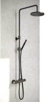 Hotbath Cobber thermostatische regendoucheset met 30cm ronde hoofddouche ronde handdouche zwart chroom SDS9BK15