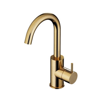 Hotbath Cobber wastafelmengkraan 27.8cms met draaibare uitloop zonder waste geborsteld messing CB004BB Messing geborsteld (goud)