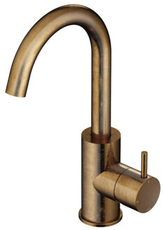 Hotbath Cobber wastafelmengkraan 27.8cms met draaibare uitloop zonder waste verouderd messing CB004AB Messing verouderd verweerd (goud)