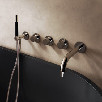 Hotbath Cobber X afbouwdeel voor inbouw bad/douchethermostaat met uitloop, 2 stopkranen en staafhanddouche, chroom