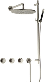 Hotbath Cobber X IBSX70 inbouwdouche met 30cm hoofddouche en glijstang geborsteld nikkel