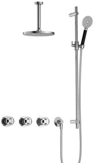 Hotbath Cobber@Work IBSW70 inbouwdouche met ronde handdouche, 15cm plafondbuis en glijstang chroom