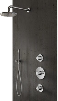 Hotbath Complete thermostatische douche Inbouwset Hotbath Buddy 2 stopkranen Geborsteld Nikkel