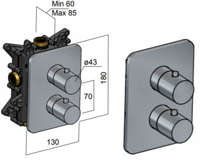 Hotbath Douchethermostaat Gal Inbouw 2-weg Omstel Geborsteld Nikkel PVD