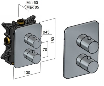 Hotbath Douchethermostaat Gal Inbouw 2-weg Omstel Mat Zwart