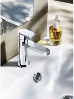 Hotbath Friendo wastafelmengkraan met rechte uitloop, kantelbare perlator zonder waste chroom F003CR