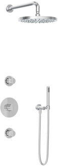 Hotbath Get together IBS1 Regendoucheset inbouw - 35cm wandarm - 30cm ronde hoofddouche - staafhanddouche - chroom IBS1CR5