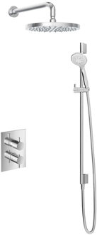 Hotbath Get Together IBS2A Regendoucheset inbouw - 35cm wandarm - 30cm ronde hoofddouche - 3 standen handdouche glijstang - geborsteld nikkel IBS2AGN157