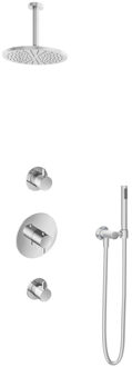 Hotbath Get together IBS2R Regendoucheset inbouw - 15cm plafondarm - 20cm ronde hoofddouche - staafhanddouche - chroom IBS2RCR2