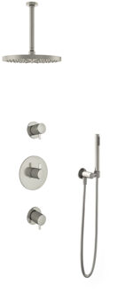 Hotbath Get together IBS2R Regendoucheset inbouw - 30cm plafondarm - 30cm ronde hoofddouche - staafhanddouche - geborsteld nikkel IBS2RGN35