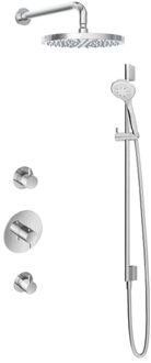 Hotbath Get together IBS2R Regendoucheset inbouw - 35cm wandarm - 30cm ronde hoofddouche - 3 standen handdouche glijstang - chroom IBS2RCR157