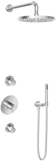 Hotbath Get together IBS2R Regendoucheset inbouw - 35cm wandarm - 30cm ronde hoofddouche - staafhanddouche - chroom IBS2RCR5