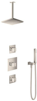 Hotbath Get together IBS4 Regendoucheset inbouw - 30cm plafondarm - 30x30cm vierkante hoofddouche - staafhanddouche - geborsteld nikkel IBS4GN35 Nikkel geborsteld