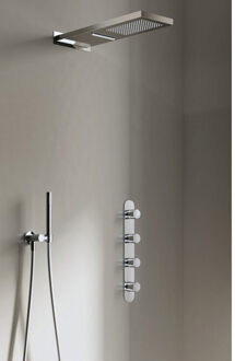 Hotbath Get together IBS7 Regendoucheset inbouw - 53.7x16.5cm - rechthoekige hoofddouche - waterval - staafhanddouche - geborsteld nikkel IBS7GN Nikkel geborsteld