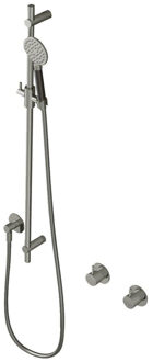 Hotbath Glijstangset Hotbath Cobber Met Wandaansluitbocht En Handdouche Geborsteld Nikkel