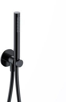 Hotbath Handdouche Ace Met Wandsteun Met Uitlaat En Doucheslang 150 cm Gepolijst Zwart PVD