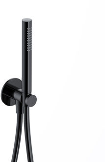 Hotbath Handdouche Ace Met Wandsteun Met Uitlaat En Doucheslang 150 cm Gepolijst Zwart PVD