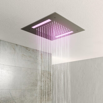 Hotbath Hoofddouche Hotbath Mate Vierkant 30x30 cm LED Geborsteld Nikkel