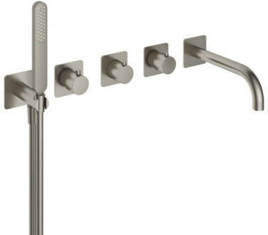 Hotbath Inbouw Badkraan Gal Thermostaatkraan met 2 Stopkranen en Uitloop Geborsteld Nikkel PVD