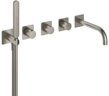 Hotbath Inbouw Badkraan Hotbath Gal Thermostaatkraan met 2 Stopkranen en Uitloop Geborsteld Nikkel PVD